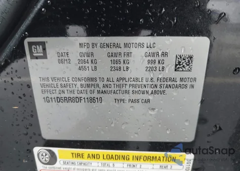 2013 Chevrolet Malibu Eco из США, поврежденный, VIN 1G11D5RR8DF118610